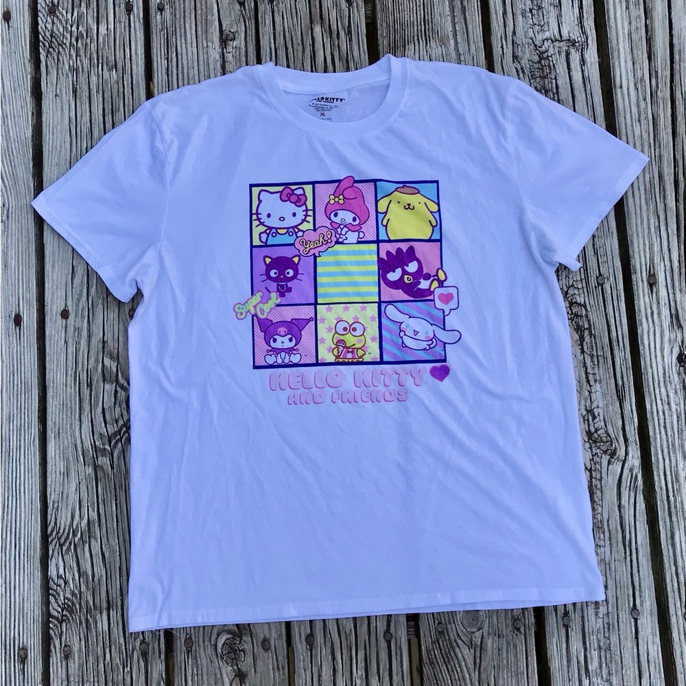 Ladies XL SANRIO Hello Kitty & Friends White Graphic Knit Tshirt Top My Melody